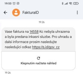 Vase faktura nebyla uhrazena a byla predana inkasni sluzbe