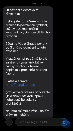 Oznameni o dopravnim prestupku - prekrocena povolena rychlost